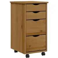 Helloshop26 - Rollbarer Schrank mit Schubladen praktischer Stauraum 34 x 39 x 65,5 cm honigbraunes Kiefernholz