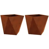 Helloshop26 - Set aus 2 modernen Outdoor-Pflanzgefäßen 50 x 50 x 50 cm aus rostfarbenem Stahl