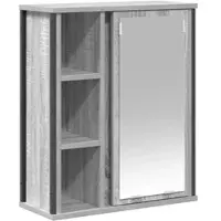 Helloshop26 - Moderner Badezimmer-Wandschrank mit Spiegel 50 x 21 x 60 cm optimierter Stauraum Sonoma Holzgrau