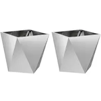 Helloshop26 - Set aus 2 modernen Outdoor-Pflanzgefäßen 50 x 50 x 50 cm robust elegantes Design silberverzinkter Stahl