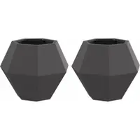 Helloshop26 - Set mit 2 rechteckigen Pflanzgefäßen für den Außenbereich 50 x 50 x 40 cm aus schwarzem Stahl