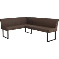 Mendler Eckbank MCW-O82, Esszimmerbank Bank, Kunstleder Metall 159x210cm braun