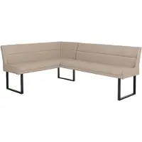 Mendler Eckbank MCW-O81, Esszimmerbank Bank, Kunstleder Metall 158x209cm beige