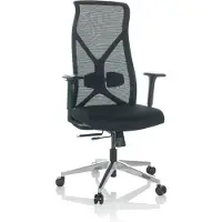 Hjh OFFICE Profi Bürostuhl AZURRO B Ergonomischer Schreibtischstuhl mit Armlehnen Stoff / Netzstoff Schwarz Drehstuhl für Büro, Zuhause