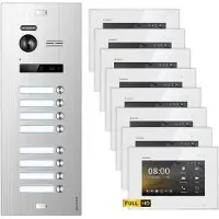 Balter EVO HD Unterputz Silber 8x7" Monitor Weiß Video Türsprechanlage Set 8 Teilnehmer