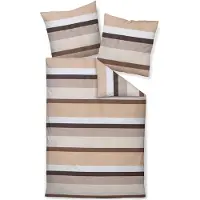 Janine Mako-Satin Bettwäsche J.D. 87116 sand braun 155x220 cm + 80x80 cm