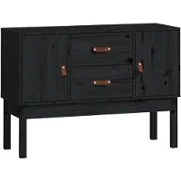 vidaXL Sideboard Schwarz 110x40x78 cm Massivholz Kiefer