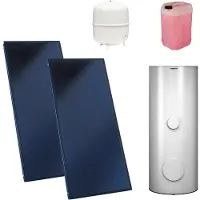Viessmann Flachkollektor Solar-Paket Vitosol 200-FM SV2F 4,6 m² mit Speicher Vitocell 100-B CVUB 300L vitosilber Divicon PS10 SM1