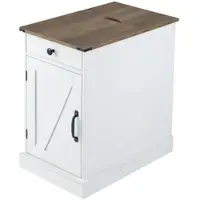 Helloshop26 - Multifunktionaler Beistelltisch 35 x 60 x 62 cm mit integrierter Ladestation Landhausstil weißes Holz