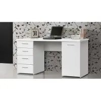 Forte Schreibtisch Balu mit Schubkästen in weiß matt 145x60 cm