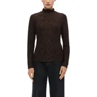 s.Oliver Black Label Langarmshirt mit Struktur-Muster und Stehkragen