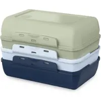 EMSA Lunchbox "Variabolo", bunt (grün, blau), B:11,8cm H:10,8cm L:16cm, Polyprophylen (PP), Lebensmittelaufbewahrungsbehälter, Lunchbox, platzsparend, verschiedene Farbkombinationen, spülmaschinenfest