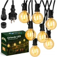 MasterLed LED Lichterkette außen 10 m, 10 x E12 G40, 2700K warmweiß, IP44, 230 V