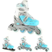 NILS Rollschuhe 2in1 - Schlittschuhe Kinder - Rollerblades Inline Skates Kinder - Eislaufschuhe Kinder S - Blau - NH18331
