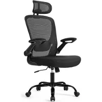 Songmics Bürostuhl ergonomisch, Schreibtischstuhl, Drehstuhl mit Mesh, gepolsterte Lendenstütze, Wippfunktion, 53 cm große Sitzfläche