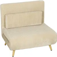 Dopwii Schlafsessel 3-in-1, ausklappbarer Sessel aus Cord mit Schlaffunktion verstellbare Rückenlehne, Kissen, Beige