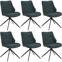 Mendler 6er-Set Esszimmerstuhl MCW-O48, Küchenstuhl, drehbar Auto-Return, Stoff/Textil Chenille (410g/m²) dunkelgrün