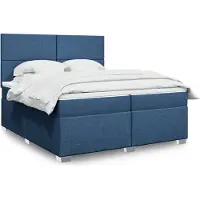 vidaXL Boxspringbett mit Matratze Blau 200x200 cm Stoff
