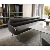 DELIFE Esszimmerbank Taya-Flex 300 cm Mikrofaser Anthrazit Vintage Kufengestell flach Effektfinish Titan Taschenfederkern