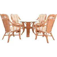 Krines Home Rattan Wintergartenset "Harrison" Wintergarten Garnitur Natur Rattanset Rattangruppe Rattanmöbel (Terracotta)