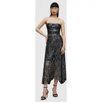AllSaints Siena Broderie Corse Gunmetal Grey Größe: 12 | Midiröcke Outlet | Damen | Grau
