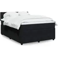 vidaXL Boxspringbett mit Matratze Schwarz 140x190 cm Samt