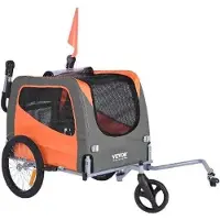 Famanu Fahrradanhänger für Hunde - Klappbar, Jogger-Funktion, bis 30 kg - XLarge - Orange