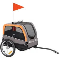 BellaFurn Hundefahrradanhänger für Hunde bis 20 kg | Farbe: Orange | Abmessungen: 57,5 x 127,5 x 75,5 cm