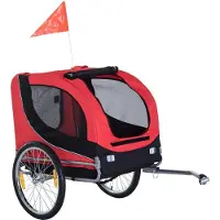 BellaFurn Hundefahrradanhänger | Farbe: Rot, Schwarz | Abmessungen: 28,74 x 51,18 x 35,43 cm