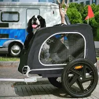 Famanu Hundeanhänger Fahrrad - Inklappbares Design für Hunde bis 20 kg - Schwarz