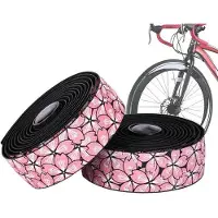 OEM Rennrad-Steuerradband - EVA-selbstklebend - 210*3*0.3CM-Rollen - Rennrad- und Mountainbike-Steuerradband - Dauerhaft, leicht, anti-slip und schwingungsdämpfend - Kirschblüten - Schwarz und Rosa