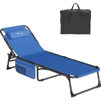Famanu Liegestuhl inklappbar, 190 x 60 x 31 cm, 4 verstellbare Positionen, abnehmbares Kopfkissen, bis 100 kg
