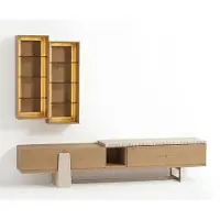 Xl Moebel Gmbh TV Lowboard Set Wandvitrine Modern Beige Edel Luxus Wohnwand Design