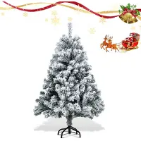 HENGDA künstlicher Weihnachtsbaum 120cm (Ø ca. 80 cm) mit 340 Spitzen und Schnellaufbau Klapp-System, schwer entflammbar, mit Schnee