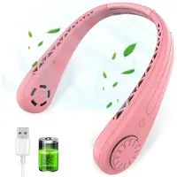 Meoiruery Tragbarer Nackenventilator, freihändiger, blattloser Nackenventilator mit verbessertem 1600-mAh-Akku, blattloser Kopfhörer-Nackenventilator mit 3 Geschwindigkeitsstufen