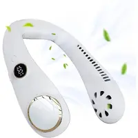 Meoiruery Tragbarer Nackenventilator mit digitaler Anzeige, hergestellt aus ABS, PP und elektronischen Bauteilen