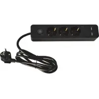 Wellhome - Schwarze 3-fach Steckdosenleiste mit Kinderschutz, mit EIN/AUS-Schalter, 140CM Kabel