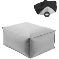 Mokebo® Outdoor Pouf o Hocker in Grau mit Wasserabweisender Schutzhülle Der Ruhestifter Fußhocker mit EPS-Perlen Füllung und Cover
