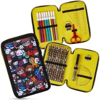 Harry Potter Federmäppchen, Kollektion von Schule Zubehör, Polyester Etui, Schwarz, 1 Stück Federpenal, 2-Fach Etui Schule, Geschenke Fans – Gelb