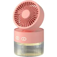 Fokelyi Mini-Tischventilator mit Sprühfunktion, tragbarer, wiederaufladbarer USB-Akku (1500 mAh), verstellbar und zusammenklappbar, 3 Windgeschwindigkeiten