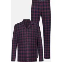 Mey Herren-Pyjama Serie Lumber Grid Yacht Blue | Größe M