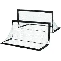 BellaFurn 2-teilige Fußballtore mit Netz | Farbe: Schwarz | Abmessungen: 90x89x186 cm