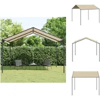 vidaXL Gartenpavillon Beige 4x3 m Stahl und Stoff - Pavillons & Partyzelte