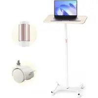 StarTech.com Mobiler Stehschreibtisch - Höhenverstellbar - Feststellbare Rollen - Laptop- und Projektorständer - Belastbar bis 6,8 kg - Weiß