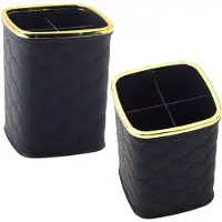 Leantoys Pinsel-Organizer, vier Fächer, schwarz, 12 x 9,5 cm