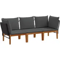 vidaXL 3 stk. Massives Akazienholz & Seil Natur