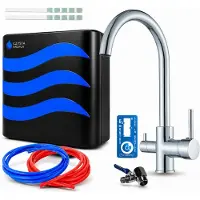 ARI 3-Wege-Küchenarmatur Linko, Chrom, Spültischarmatur Im Set Mit Wasserfiltersystem, 360° Schwenkbar, Für Gefiltertes Trinkwasser