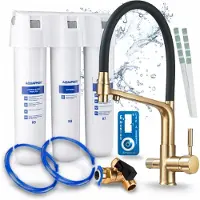 ARI 3-Wege-Küchenarmatur Flexible, Messing, Ausziehbare Spültischarmatur Im Set Mit Aquaphor Kristall H Wasserfiltersystem