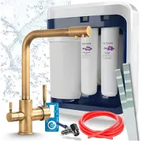 ARI 3-Wege-Küchenarmatur Venom, Messing, Spültischarmatur Im Set Mit Aquaphor Ro-202S Pro Wasserfiltersystem, Untertischanlage