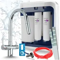 ARI 3-Wege-Küchenarmatur Slender, Chrom, Ausziehbare Spültischarmatur Im Set Mit Aquaphor Ro-202S Pro Wasserfiltersystem